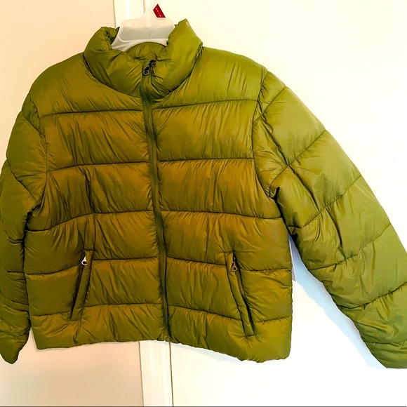 Women’s Time & Tru Puffer Jacket Size Large Olive Green - Picture 1 of 4